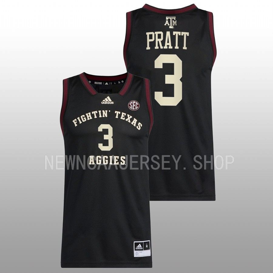 men texas am aggies erik pratt 2022 23 swingman basketball black jersey