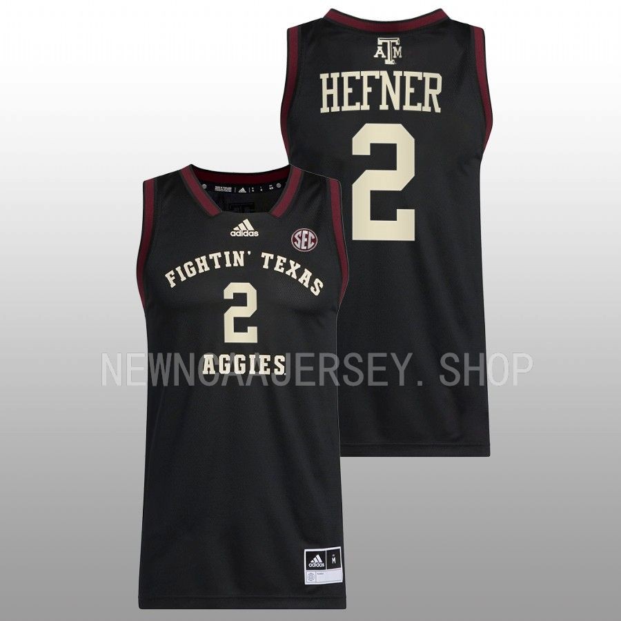 men texas am aggies hayden hefner 2022 23 swingman basketball black jersey