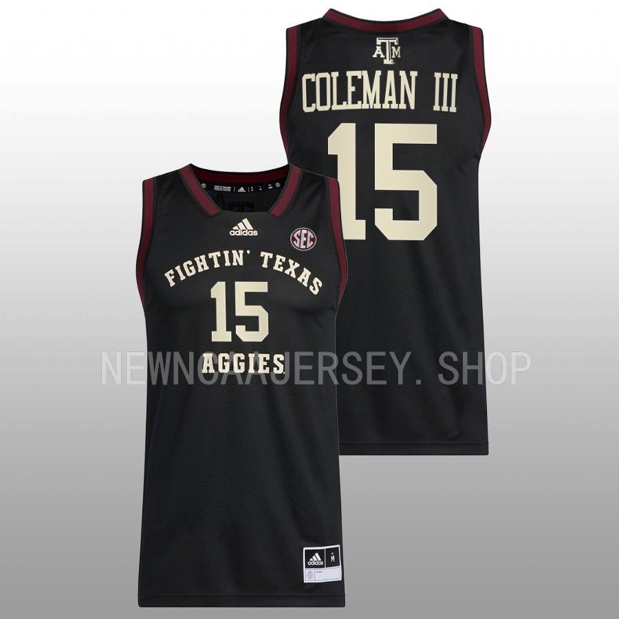 men texas am aggies henry coleman iii 2022 23 swingman basketball black jersey