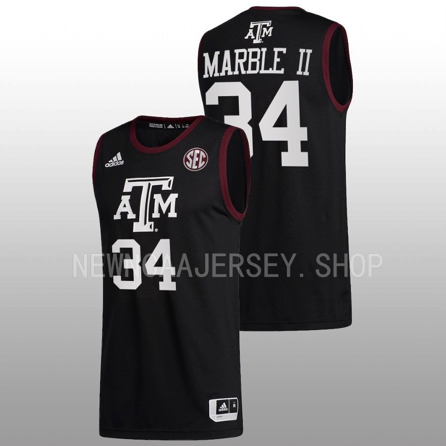men texas am aggies julius marble ii 2022 23 college basketball black jersey