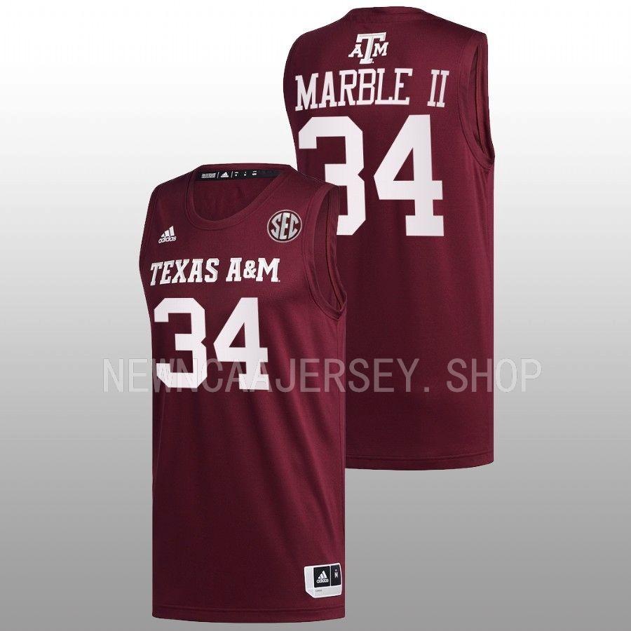 men texas am aggies julius marble ii 2022 23 college basketball maroon jersey