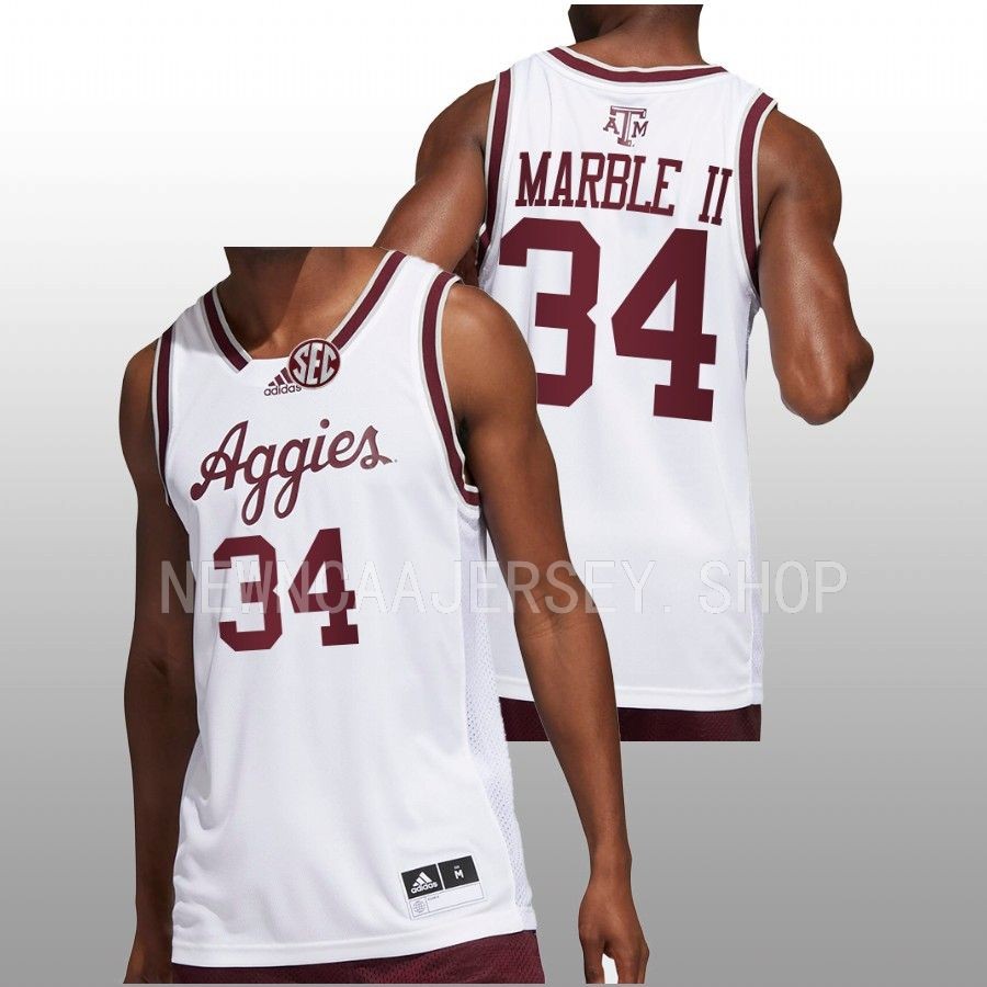men texas am aggies julius marble ii 2022 23 college basketball white jersey