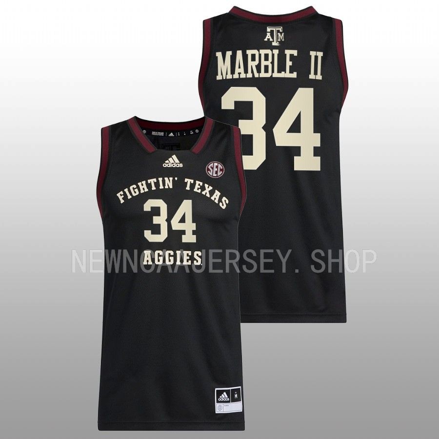 men texas am aggies julius marble ii 2022 23 swingman basketball black jersey