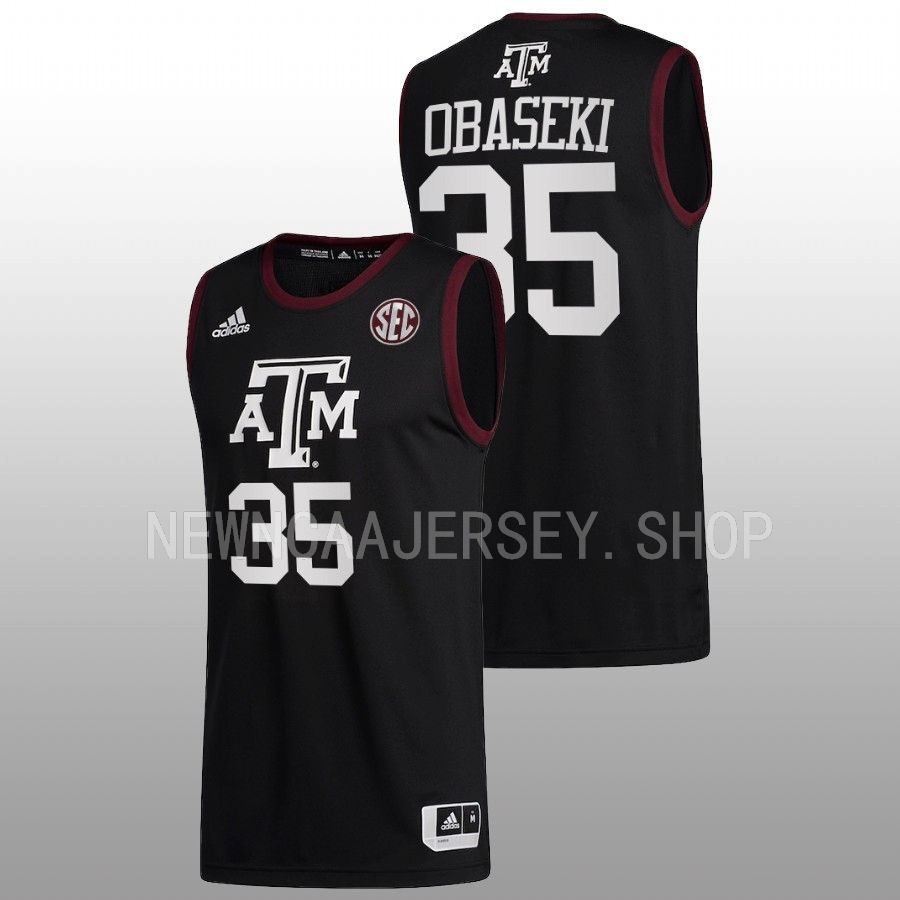 men texas am aggies manny obaseki 2022 23 college basketball black jersey