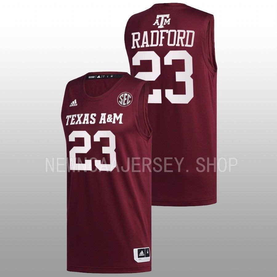 men texas am aggies tyrece radford 2022 23 college basketball maroon jersey