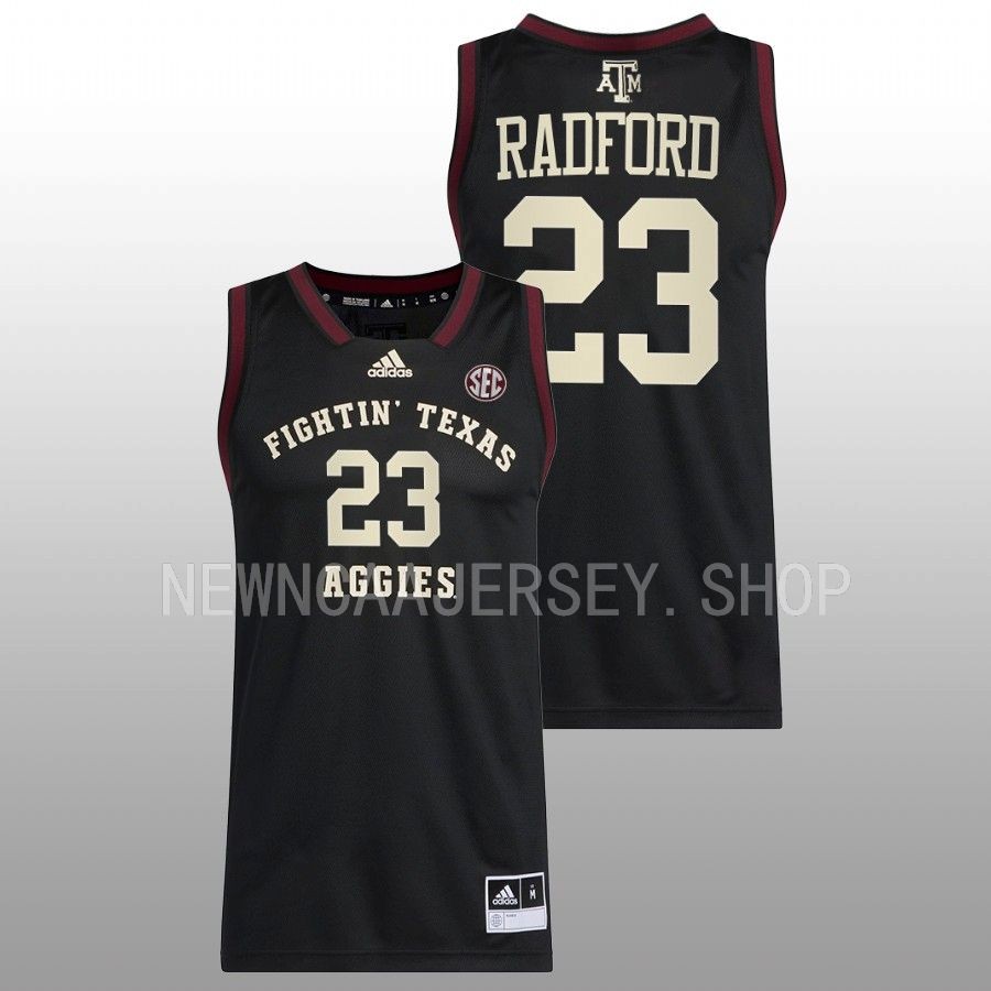 men texas am aggies tyrece radford 2022 23 swingman basketball black jersey
