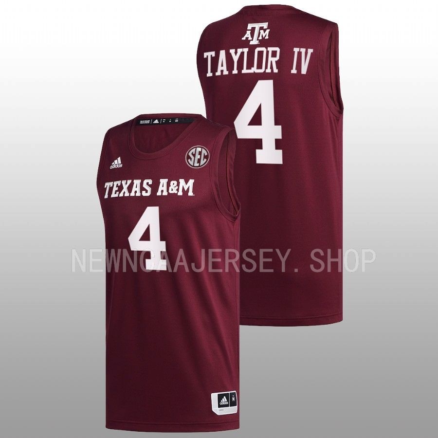 men texas am aggies wade taylor iv 2022 23 college basketball maroon jersey