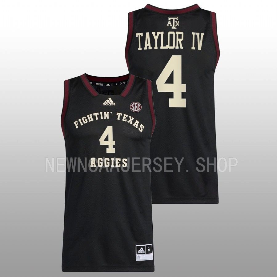 men texas am aggies wade taylor iv 2022 23 swingman basketball black jersey