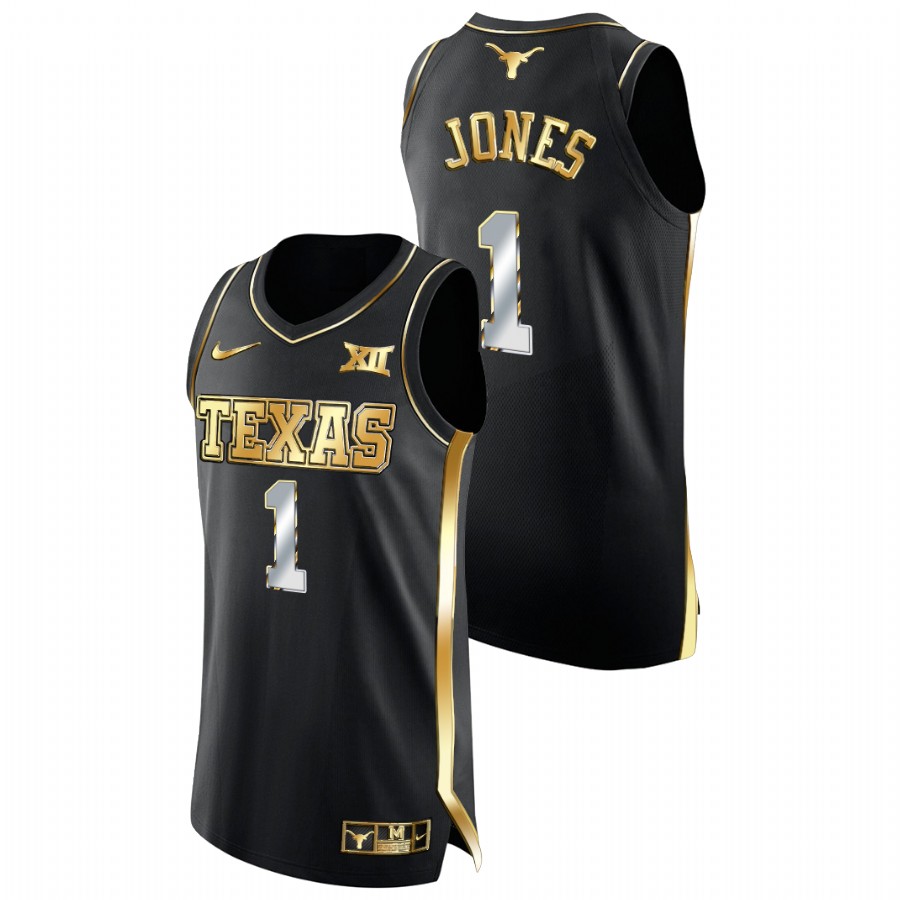 men texas longhorns andrew jones college basketball golden edition black jersey