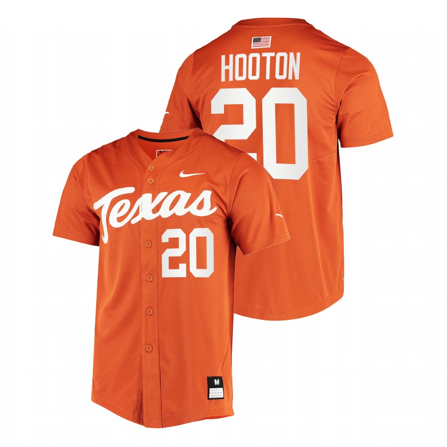 men texas longhorns burt hooton orange college baseball full button jersey