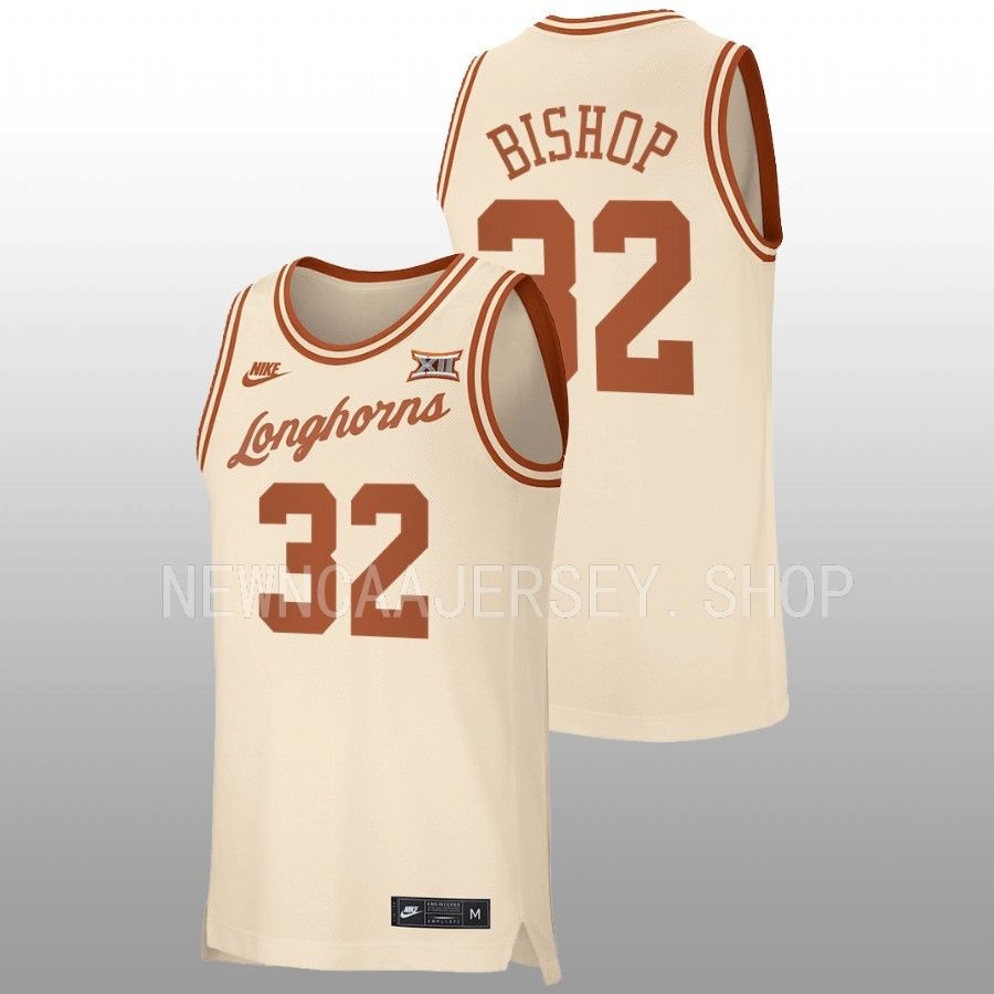 men texas longhorns christian bishop 2022 23 replica retro basketball cream jersey
