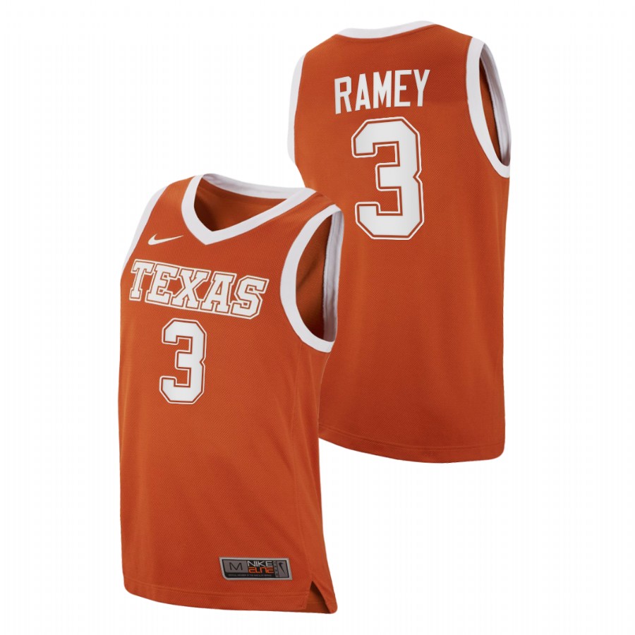 men texas longhorns courtney ramey 2020 21 college basketball replica orange jersey