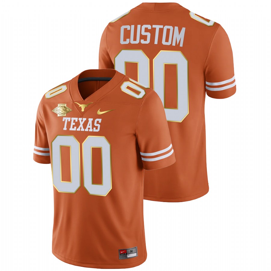 men texas longhorns custom orange 2021 red river showdown golden patch jersey