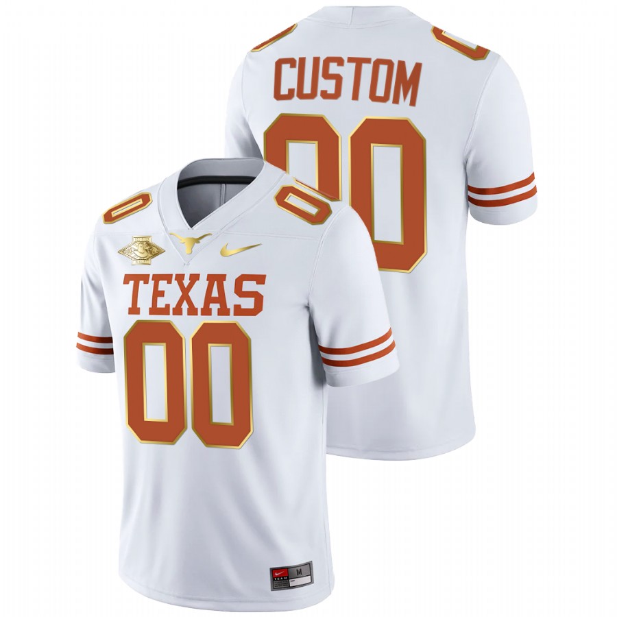 men texas longhorns custom white 2021 red river showdown golden edition jersey