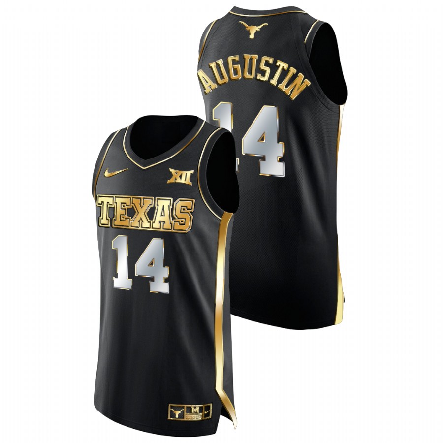 men texas longhorns d.j. augustin college basketball golden edition black jersey
