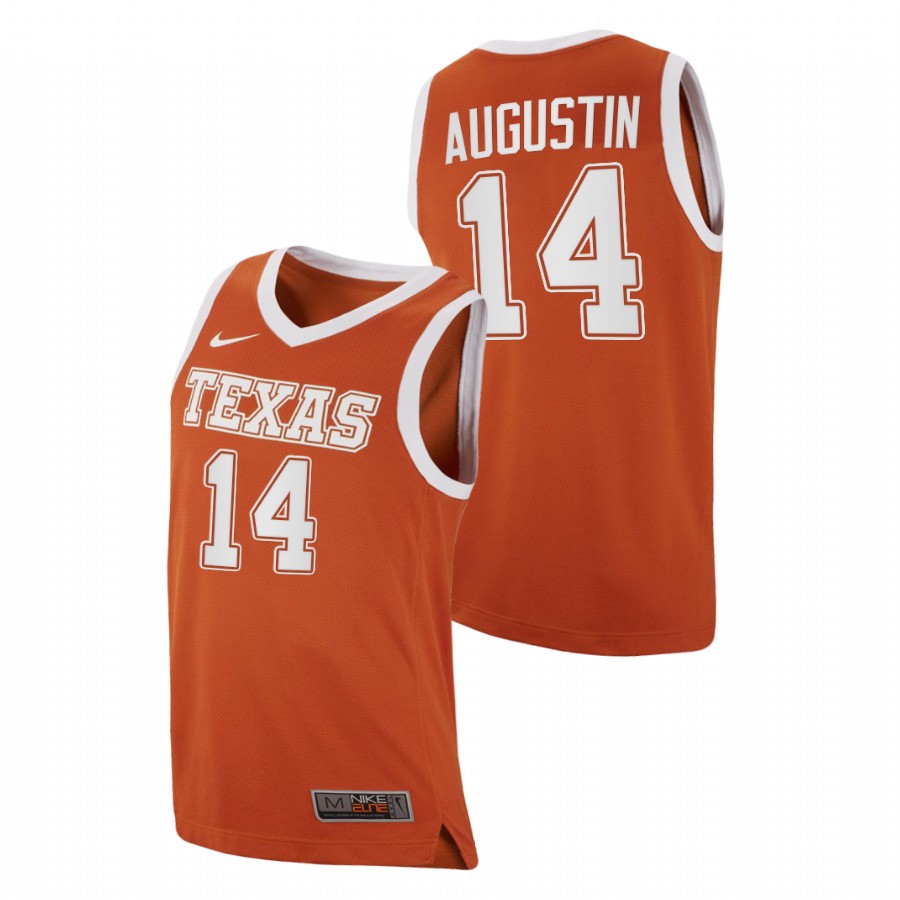 men texas longhorns d.j. augustin college basketball replica orange jersey