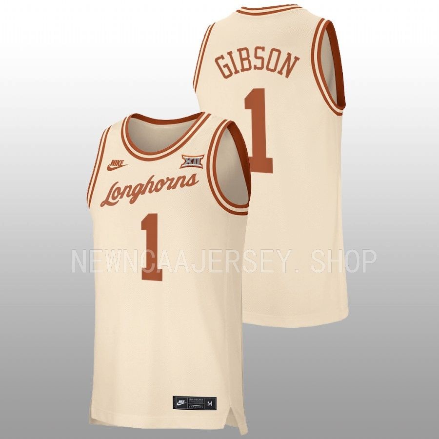 men texas longhorns daniel gibson alumni retro basketball cream jersey