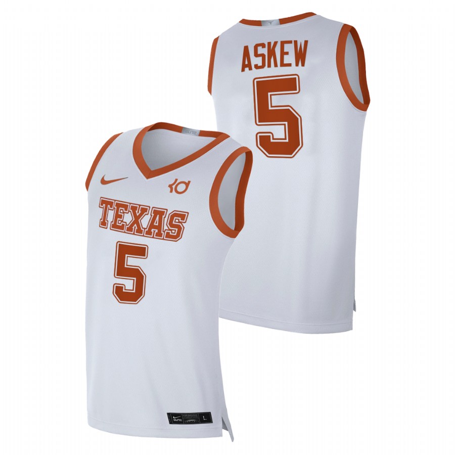men texas longhorns devin askew 2021 top transfers alumni player limited white jersey