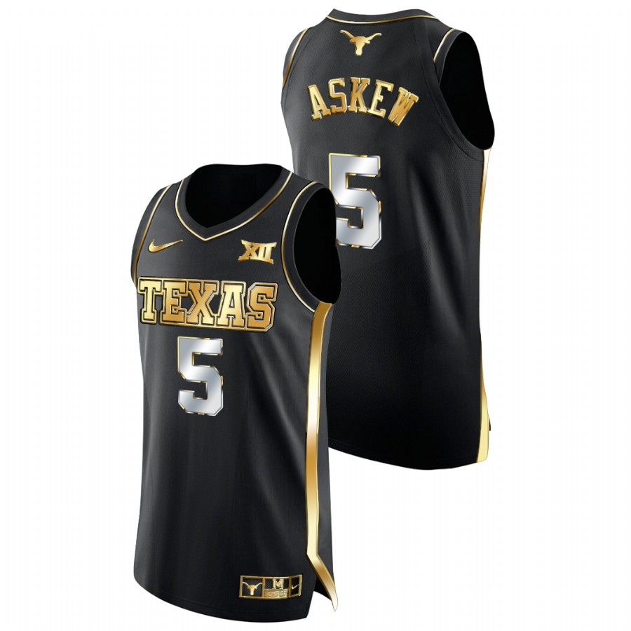 men texas longhorns devin askew 2021 top transfers golden edition black jersey