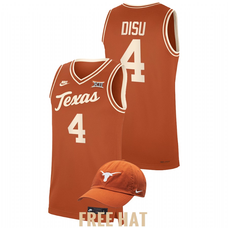 men texas longhorns dylan disu 2021 22 throwback college basketball orange jersey