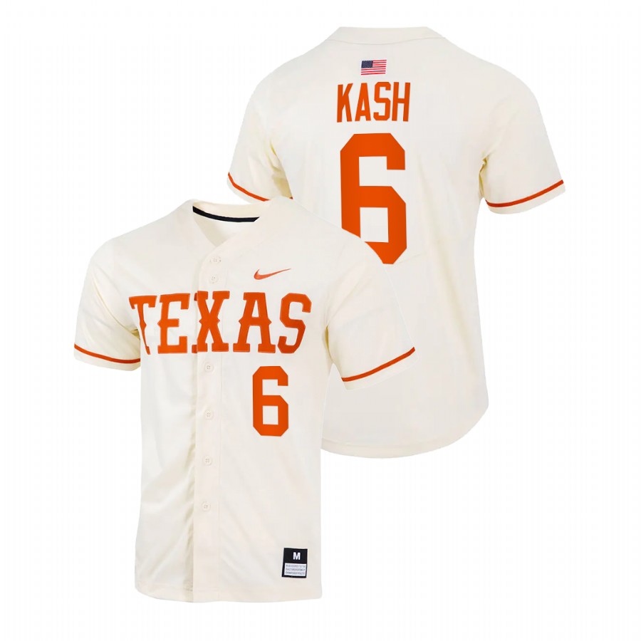men texas longhorns gavin kash natural college baseball full button jersey