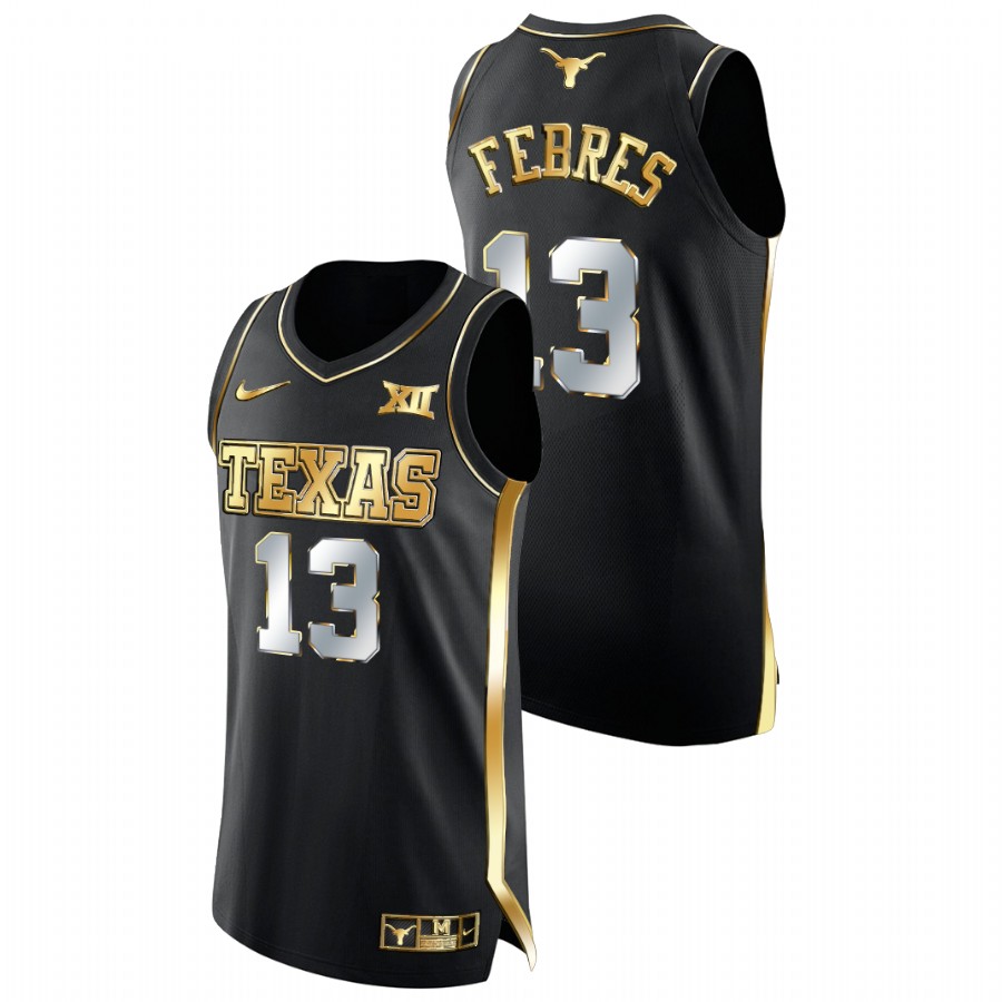 men texas longhorns jase febres college basketball golden edition black jersey