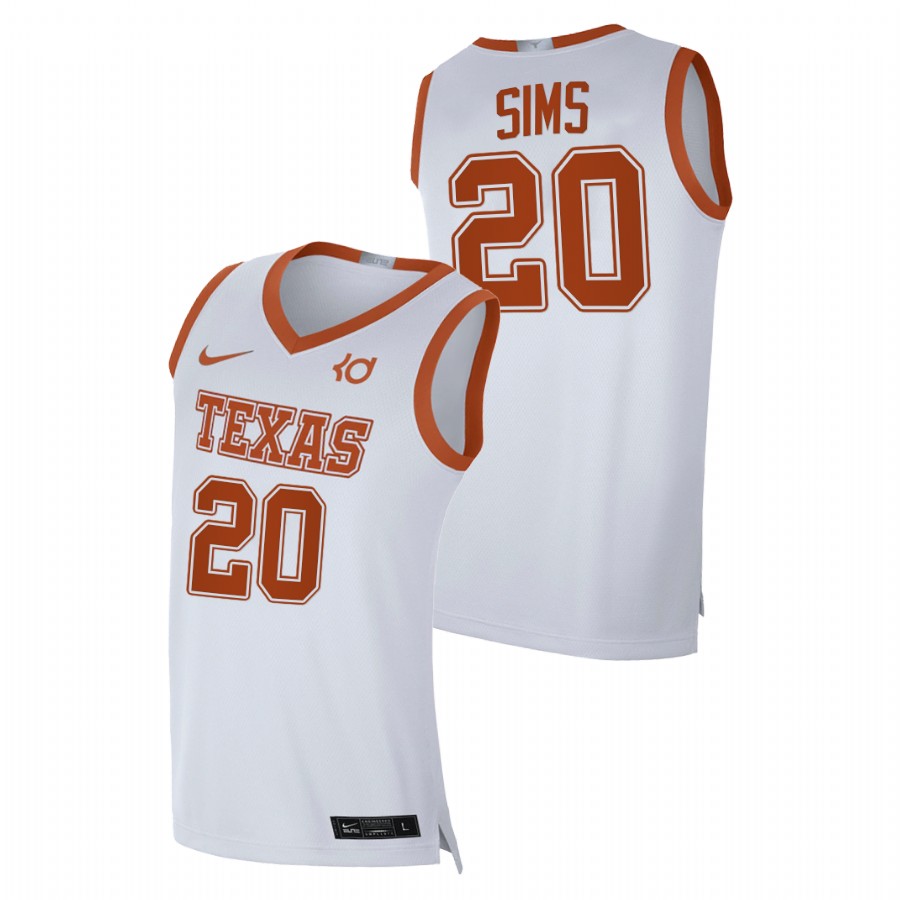 men texas longhorns jericho sims 2020 21 player alumni limited white jersey