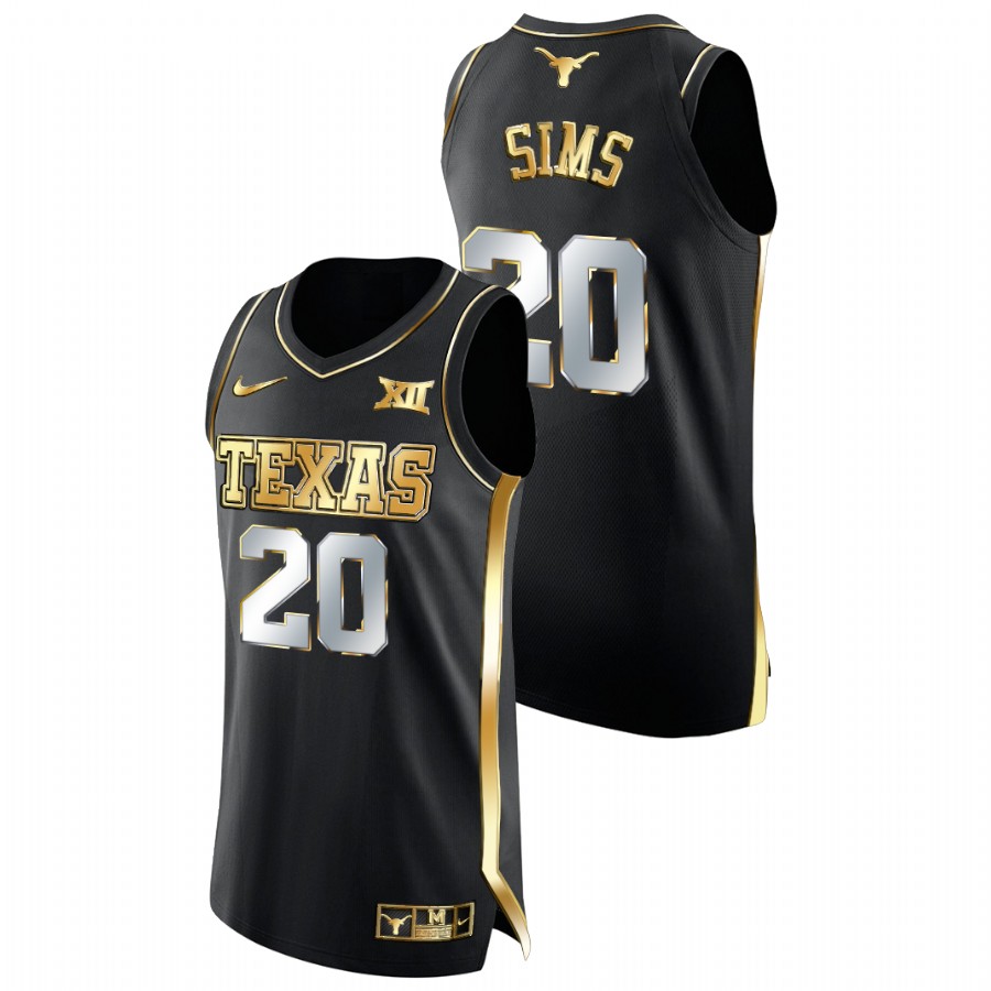 men texas longhorns jericho sims college basketball golden edition black jersey