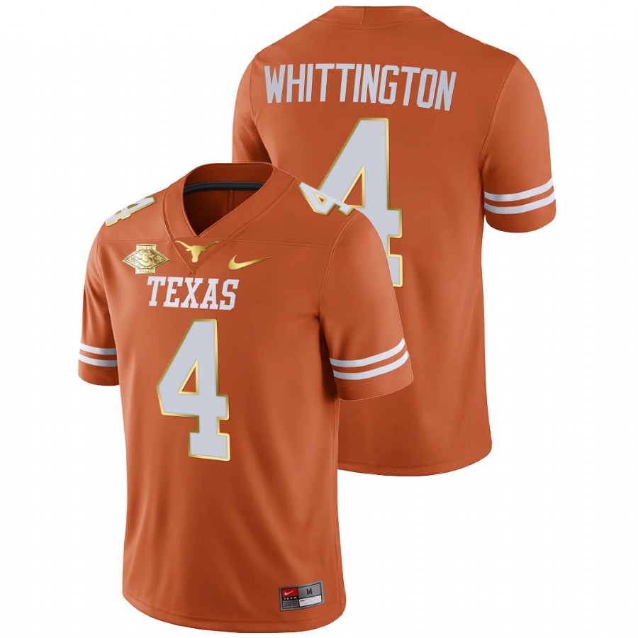 men texas longhorns jordan whittington orange 2021 red river showdown golden patch jersey