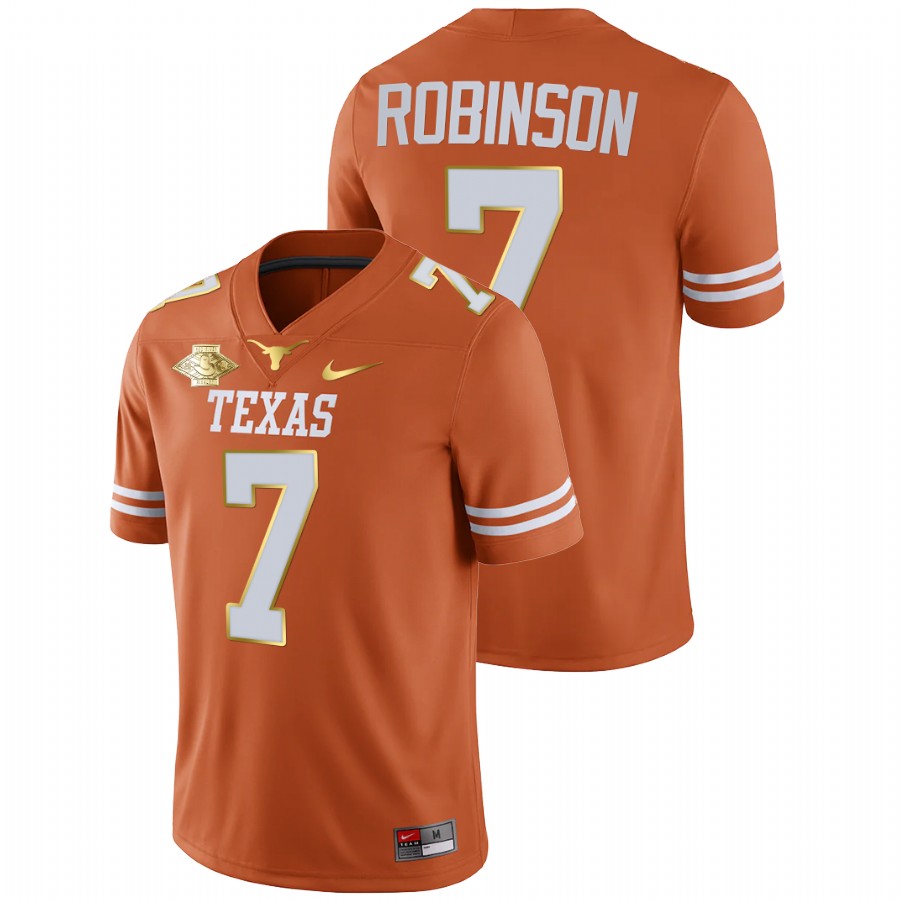 men texas longhorns keilan robinson orange 2021 red river showdown golden patch jersey
