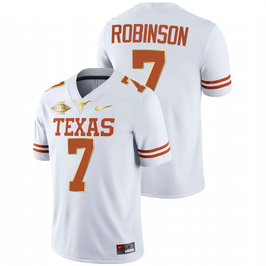 men texas longhorns keilan robinson white 2021 red river showdown golden edition jersey