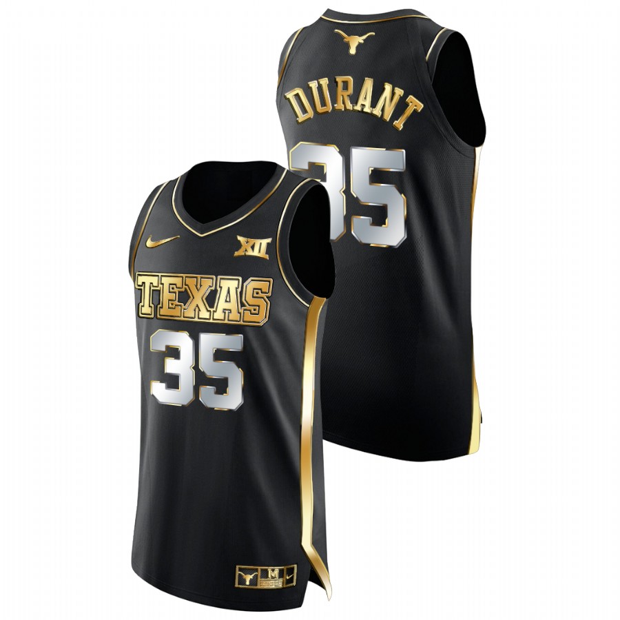 men texas longhorns kevin durant college basketball golden edition black jersey
