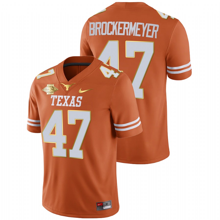 men texas longhorns luke brockermeyer orange 2021 red river showdown golden patch jersey