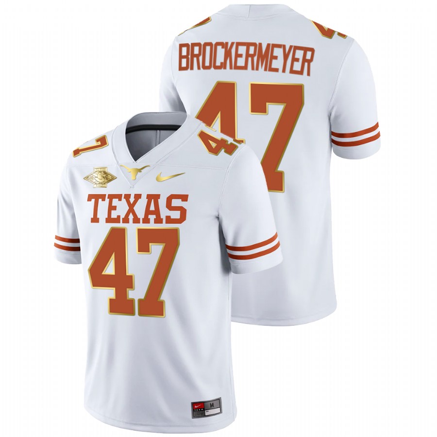 men texas longhorns luke brockermeyer white 2021 red river showdown golden edition jersey