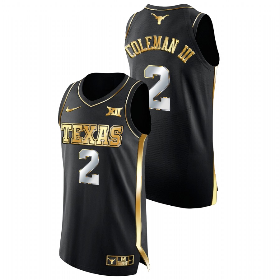 men texas longhorns matt coleman iii college basketball golden edition black jersey