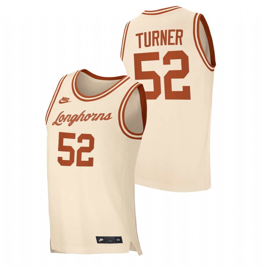 men texas longhorns myles turner replica retro basketball cream jersey