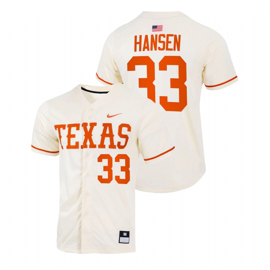 men texas longhorns pete hansen natural college baseball full button jersey