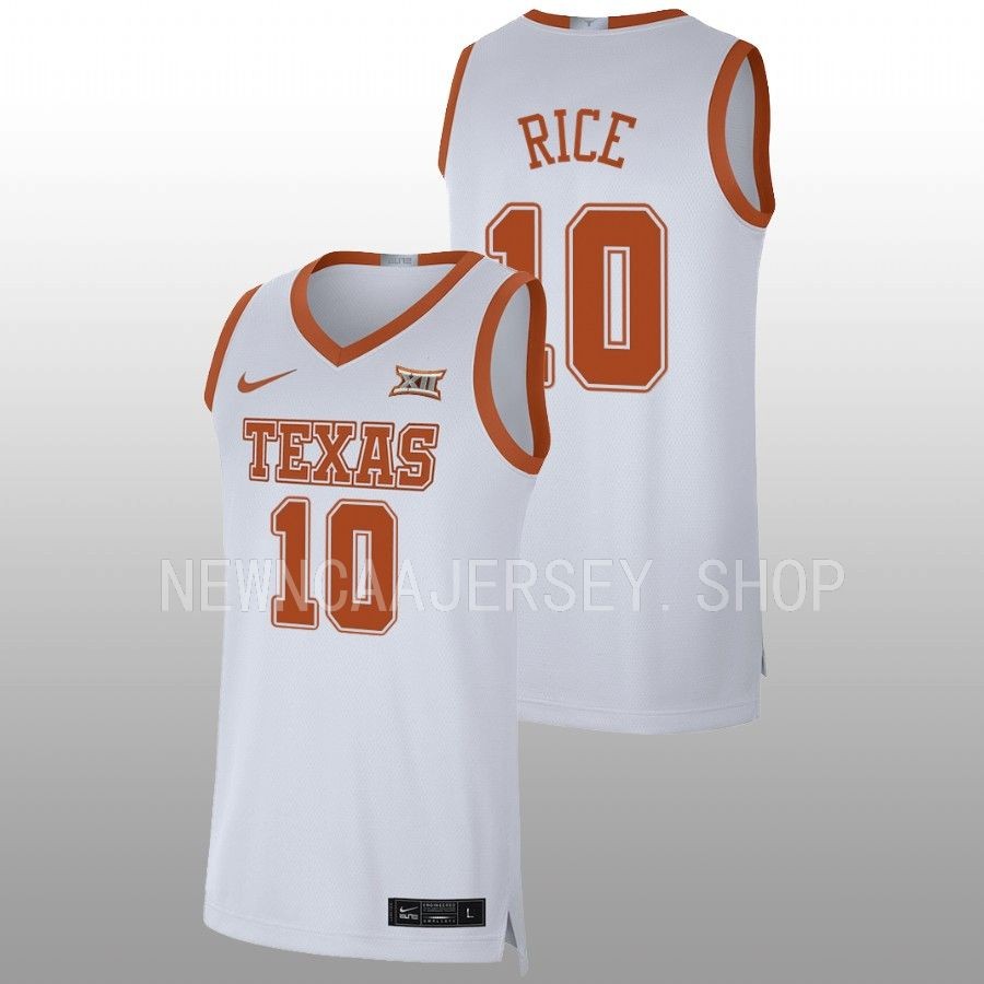 men texas longhorns sir’jabari rice 2022 23 limited basketball white jersey
