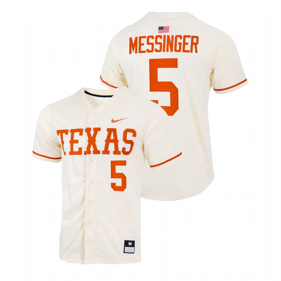 men texas longhorns skyler messinger natural college baseball full button jersey