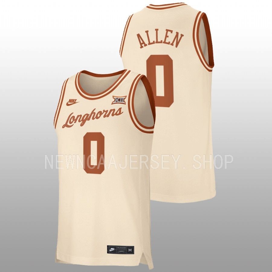 men texas longhorns timmy allen 2022 23 replica retro basketball cream jersey