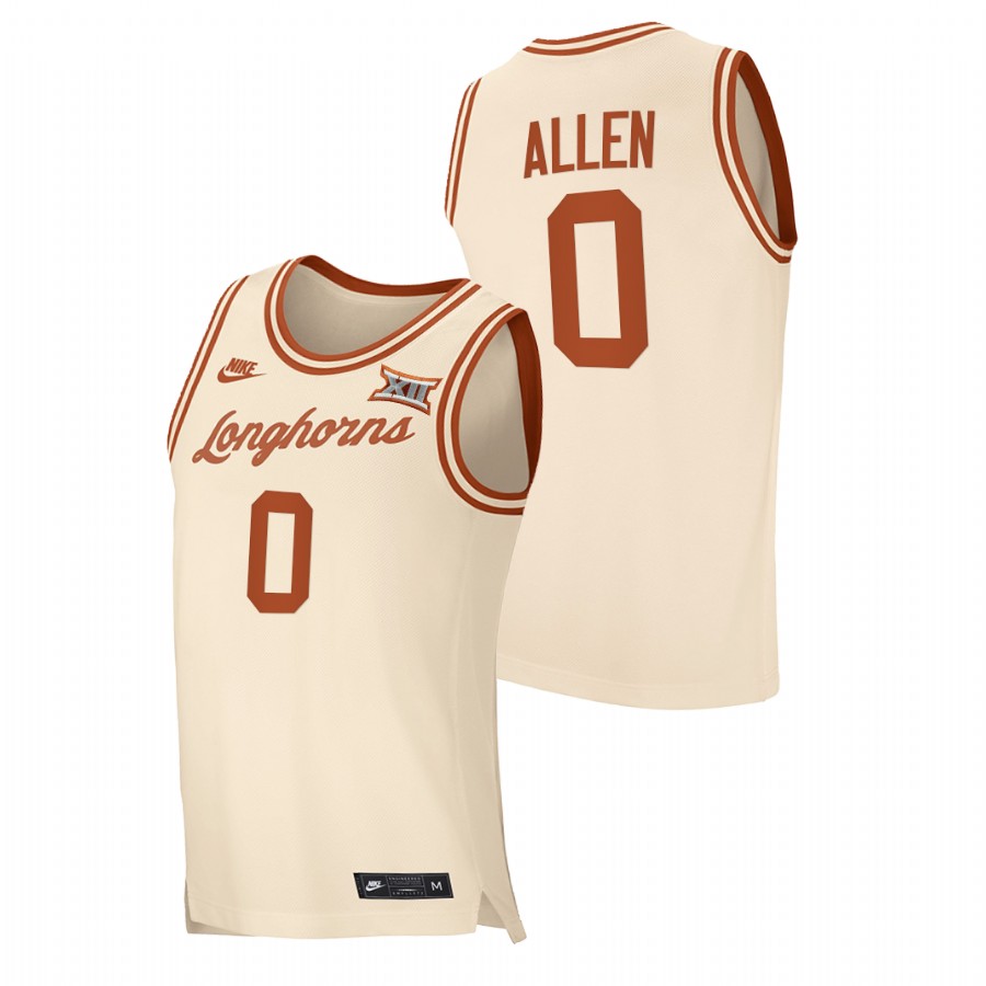 men texas longhorns timmy allen college basketball 2021 transfer cream jersey