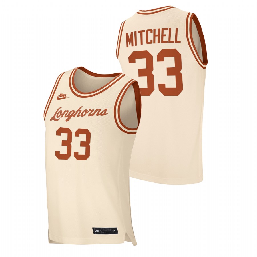 men texas longhorns tre mitchell 2021 top transfers retro white jersey