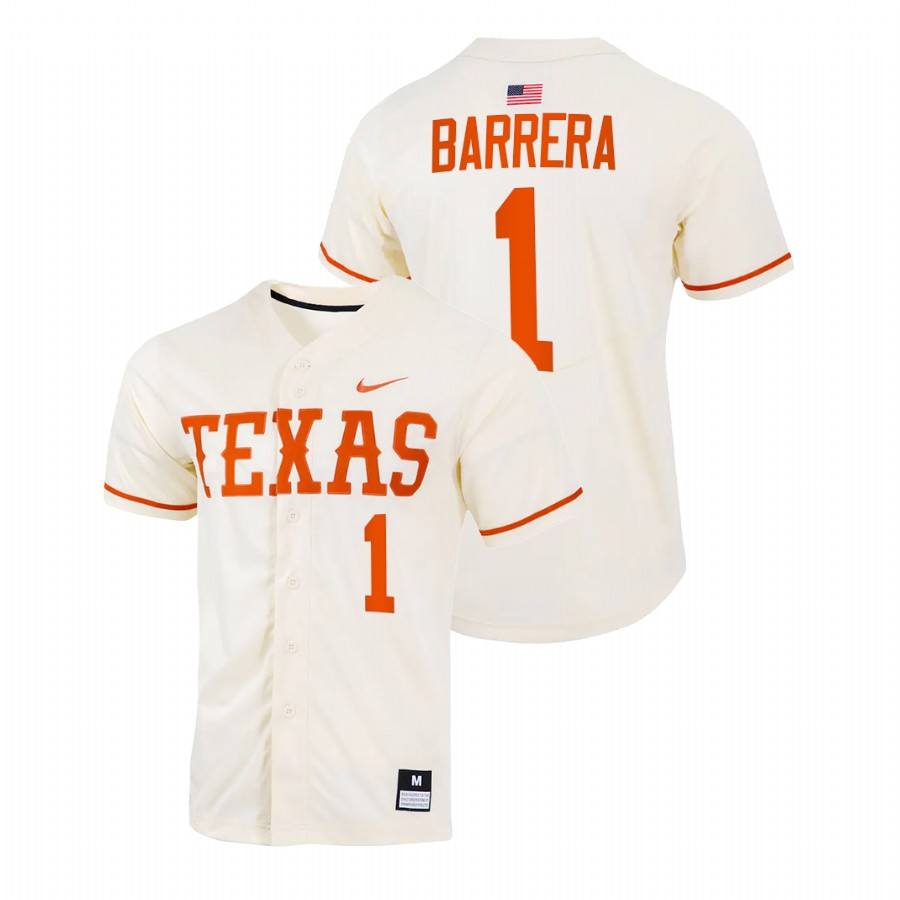 men texas longhorns tres barrera natural college baseball full button jersey