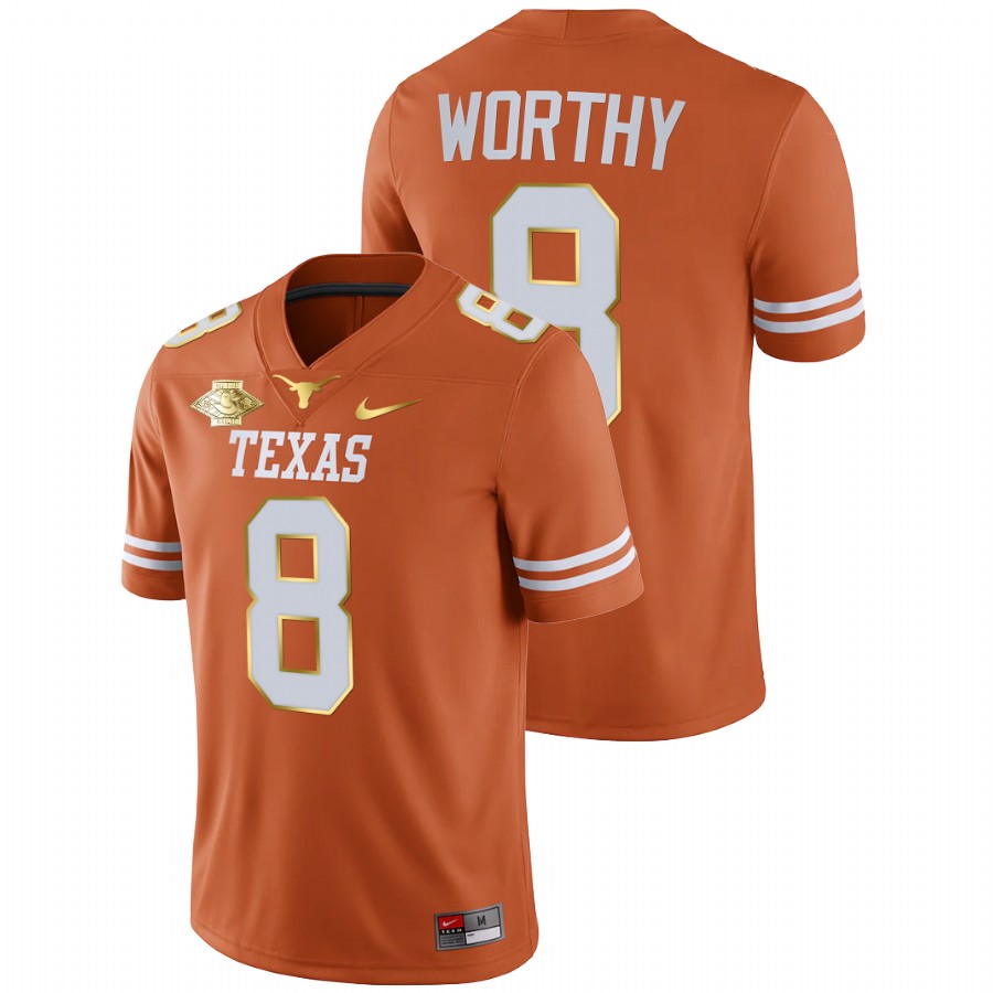 men texas longhorns xavier worthy orange 2021 red river showdown golden patch jersey