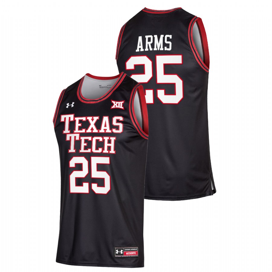 men texas tech red raiders adonis arms 2022 college basketball black jersey