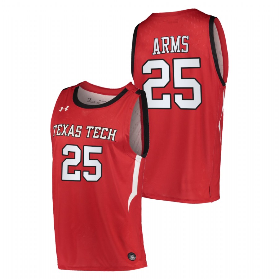 men texas tech red raiders adonis arms 2022 replica college basketball red jersey