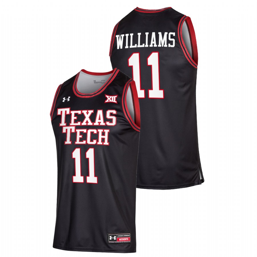 men texas tech red raiders bryson williams 2022 college basketball black jersey