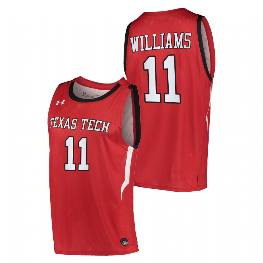 men texas tech red raiders bryson williams 2022 replica college basketball red jersey