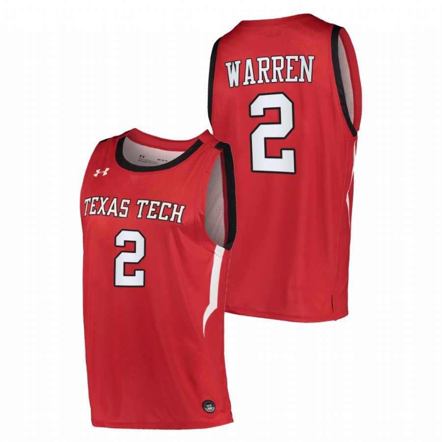 men texas tech red raiders davion warren 2022 replica college basketball red jersey