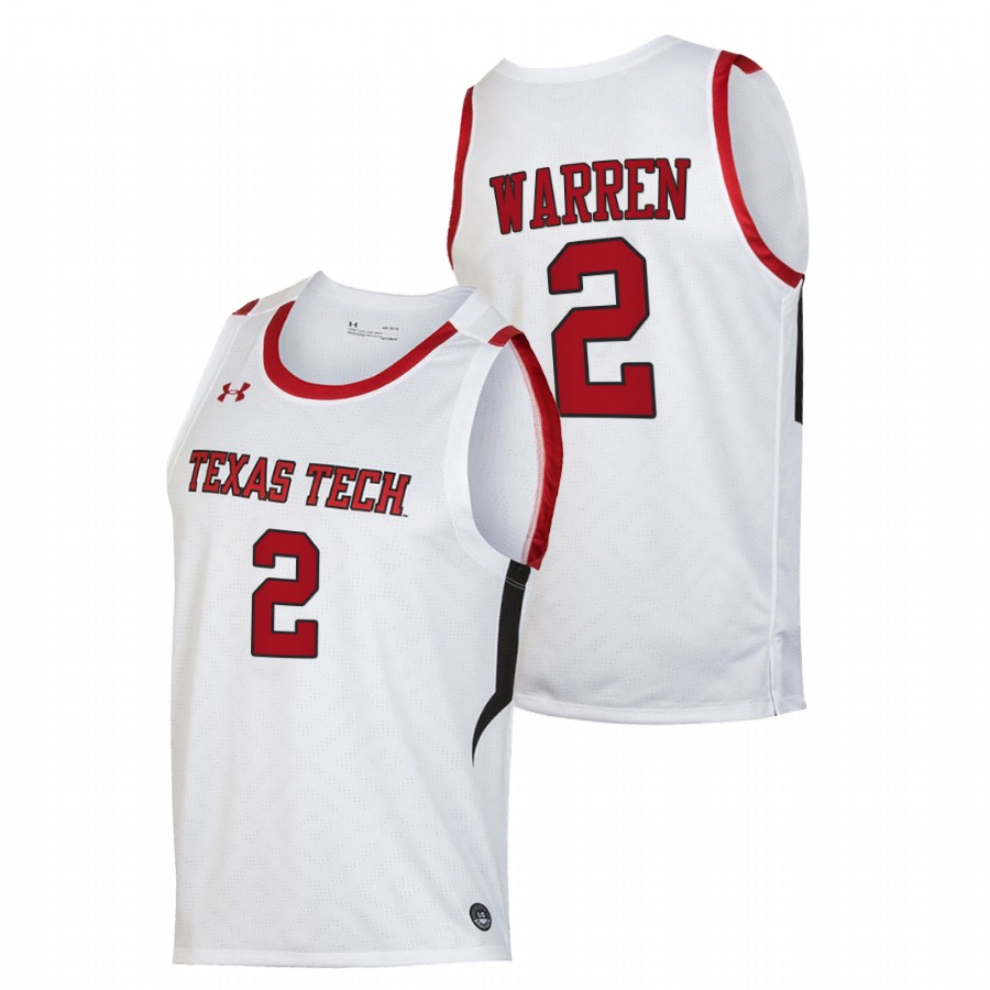 men texas tech red raiders davion warren 2022 replica college basketball white jersey